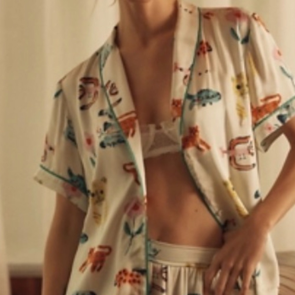 Playful Animal Print Pajama Top